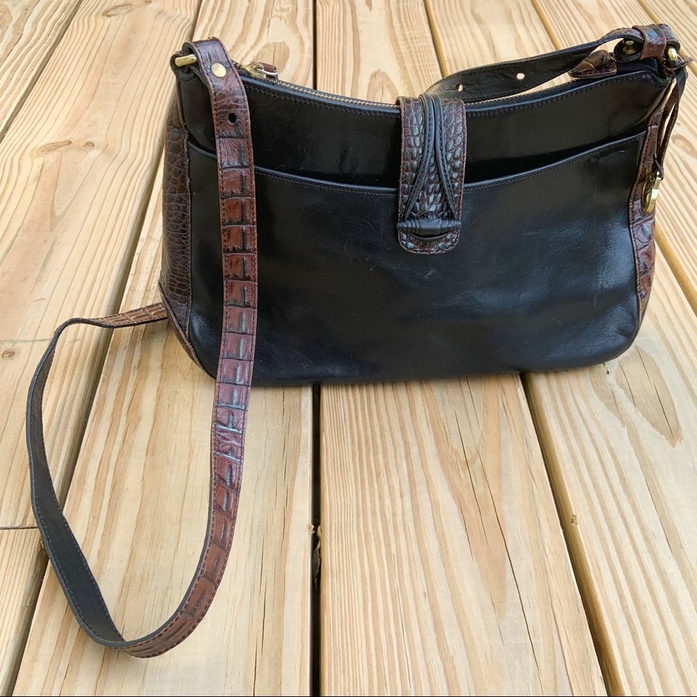 Brahmin Vintage Croc Embossed Leather Handbag Purse Shoulder Bag